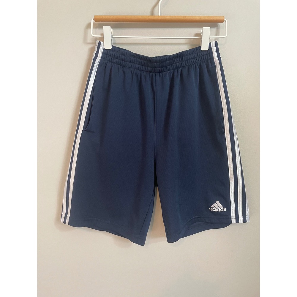 Adidas 3-Stripe Classic Athletic Soccer Shorts, Navy/White, Boy's XL (14-16)